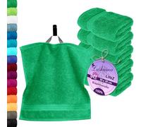 Lashuma Serviette éponge invité Linz, Essuie Main Eponge Vert Forêt - 30x30 cm, 6 Serviette Lave Main