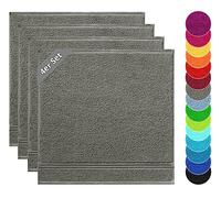 Lashuma Torchon Cuisine Vaisselle Gris Foncé, Linz Essuie Main 50x50 cm, 4 torchons de Cuisine 100% Coton