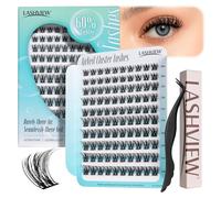 LASHVIEW Cils en grappe, Extensions de cils en grappe aspect naturel avec bande super fine et cils doux réutilisables 10-16 mm MIX (13-N)