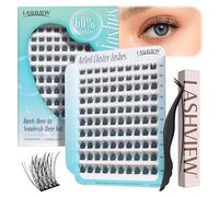 LASHVIEW Cils en grappe, Extensions de cils en grappe aspect naturel avec bande super fine et cils souples réutilisables 10-16mm MIX (03-N)