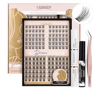 LASHVIEW DIY Lash Extension Kit, 144 Pcs Lash Clusters with Lash Bond and Seal, Mascara Brush Cluster Lash Glue Remover, Lash Applicator and Travel Eye
