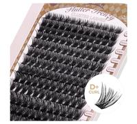 LASHVIEW Extensions de cils en cluster, D+ Curl, look naturel, cils en cluster, bande super fine et cils doux, réutilisables, 9-16 mm, Mix (56D) 168 pièces