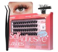 LASHVIEW Lot de 60 extensions de cils autocollantes avec pince à épiler - Pas de colle nécessaire - Kit d'extension de cils naturels - Z05 - 10-16 mm