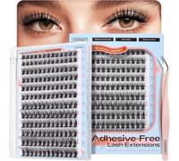 LASHVIEW ZBP06-N Lot de 156 paquets d'extensions de cils auto-adhésifs, sans colle, comprend des grappes, 1 applicateur, facile à appliquer à la maison, kit d'extension de cils à faire soi-même, N06
