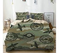LASINSU Beige Parure de lit，Insignes Militaires,1 Housse de Couette 200x200cm+2 Taies d'Oreillers 63x63CM
