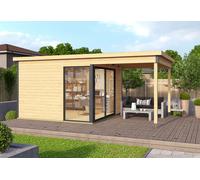 Lasita Abri de jardin avec auvent bois brut ep. 44 mm 16,7 m² - Domeo 2 Plus - 4423719.30