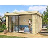 Lasita Abri de jardin en bois brut toit plat 14 m² - Scala 3 - 2866019.30