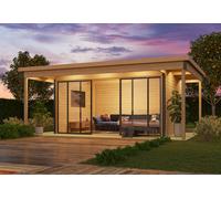 Lasita Studio de jardin en bois 23,2 m² ep. 44 mm - Doméo 4 V2 Plus + terrasse - 4425919.30