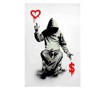 Lasite Banksy《L'amour plutôt que l'argent》Tableaux Affiche Decoration Murale Salon Graffiti Tableau Impression sur Toile Deco Maison Salon Chambre Décor（30x45cm） 12x18inch,Sans Cadre