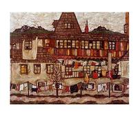 Lasite Egon Schiele《Séchage du linge》Tableaux Affiche Decoration Murale Salon Moderne Tableau Impression sur Toile Deco Maison Salon Chambre Décor（50x65cm） 20x26inch,Sans Cadre