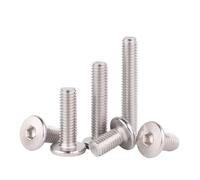 Lasitech 20-200 Pièces CM M2 .5 M3 M4 M5 304 A2-70 en Acier Inoxydable, Douille Hexagonale, Vis À Tête Plate Et Fine(M2x4mm-200pcs,20mm)