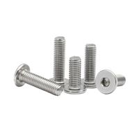 Lasitech 5/10 Pièces Cm M6 M8 304 Douille Hexagonale en Acier Inoxydable Mince Bas Plat Tête De Plaquette Boulon À Vis(40mm,M8 (5pcs))