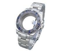 Lasitech Boîtier de Montre argenté HN35 40 mm GMT/SUB, Lunette 120 clics en Verre Saphir, Accessoires for mouvements NH34/NH36, Cadran Date 28,5 mm.(T1/35,Solid Back Cover)