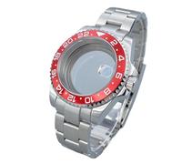 Lasitech Boîtier de Montre argenté HN35 40 mm GMT/SUB, Lunette 120 clics en Verre Saphir, Accessoires for mouvements NH34/NH36, Cadran Date 28,5 mm.(T4/10#,Glass Back Cover)