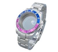 Lasitech Boîtier de Montre argenté HN35 40 mm GMT/SUB, Lunette 120 clics en Verre Saphir, Accessoires for mouvements NH34/NH36, Cadran Date 28,5 mm.(T1/6#,Solid Back Cover)