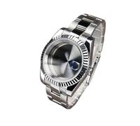 Lasitech Boîtier DJ NH35 36 mm/39 mm en Acier Inoxydable et Verre Saphir, pièces de Rechange for Montre NH35/NH36(39mm Fluted MS,Glock Clasp)