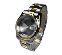 Lasitech Boîtier DJ NH35 de 39 mm, Lunette R, Or Jaune, Verre Saphir Bicolore, pièces de Rechange SK Mod, Compatible avec Le Mouvement NH35/36, Montre en Acier(R MSO,Glock Clasp)