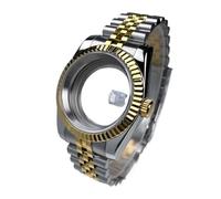 Lasitech Boîtier NH35 de 39 mm, Lunette cannelée, Verre Saphir Or Jaune, pièces de Rechange for Montre Skx Mod, Compatible avec Mouvement NH35/36/38, Acier(Fluted MTJ,Glock Clasp)