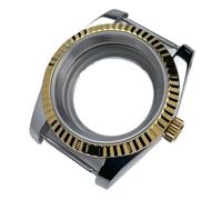 Lasitech Boîtier NH35 de 39 mm, Lunette cannelée, Verre Saphir Or Jaune, pièces de Rechange for Montre Skx Mod, Compatible avec Mouvement NH35/36/38, Acier(Case WMT,Glock Clasp)