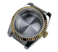 Lasitech Boîtier NH35 de 39 mm, Lunette cannelée, Verre Saphir Or Jaune, pièces de Rechange for Montre Skx Mod, Compatible avec Mouvement NH35/36/38, Acier(Case WMS,Glock Clasp)