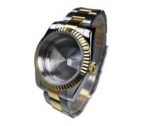 Lasitech Boîtier NH35 de 39 mm, Lunette cannelée, Verre Saphir Or Jaune, pièces de Rechange for Montre Skx Mod, Compatible avec Mouvement NH35/36/38, Acier(Fluted MSO,Glock Clasp)