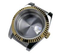 Lasitech Boîtier NH35 de 39 mm, Lunette cannelée, Verre Saphir Or Jaune, pièces de Rechange for Montre Skx Mod, Compatible avec Mouvement NH35/36/38, Acier(Case MS,Glock Clasp)