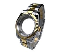 Lasitech Boîtier NH35 de 39 mm, Lunette cannelée, Verre Saphir Or Jaune, pièces de Rechange for Montre Skx Mod, Compatible avec Mouvement NH35/36/38, Acier(Fluted WMTO,Glock Clasp)