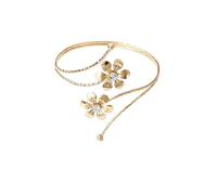 Lasitech Embrasses de Rideaux en métal Forme Feuille, 1 ou 2 pièces, Porte-Cravate réglable, Crochet décoratif for(1pc Gold Flowers)