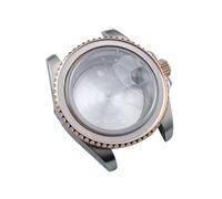 Lasitech Montre GMT for Homme, boîtier 40,5 mm, Acier argenté/Noir, Compatible avec Les modèles NH34, NH35 et NH36, boîtier en Verre Saphir, Cadran 28,5(22silvery Rose,One Way)