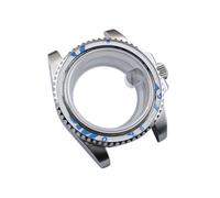 Lasitech Montre GMT for Homme, boîtier 40,5 mm, Acier argenté/Noir, Compatible avec Les modèles NH34, NH35 et NH36, boîtier en Verre Saphir, Cadran 28,5(4silvery,One Way)