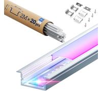 LASLUX 20 x 2 m (40m) Profil aluminium pour bandes LED mat utiliser pour écran Max L2000x19.7x10mm LED SP23 Profil d'angle aluminium (20)