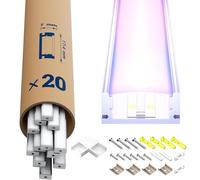 LASLUX 20x Profilé Aluminium pour Rubans LED 2M (40m) - Support aluminium robuste pour bande lumineuse LED, 17.4 x 7mm - Installation murale ou au plafond