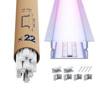 LASLUX 22x Profilé Alu pour Rubans LED 2M (44m) - Canal LED avec couvercle diffusant opale - Aluminium anodisé, 26,7 x 10mm - Pour rubans LED décoratifs ou professionnels