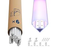 LASLUX 6x Profilés LED Aluminium d’Angle Encastrables 2M (12m) - 15.8x15.8mm - profilé LED angle en V 45° avec diffuseur opale - Pour rubans jusqu’à 10.5mm