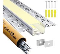 LASLUX Profil pour cloison sèche en aluminium pour rail de bande, canal encastré et diffuseur en saillie pour éclairage indirect Decker (Trockenbauprofil 64 * 13.6mm, 2m × 12 Stück = 24m)