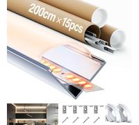 LASLUX Profilé LED Angle Aluminium 6 × 2M - Profilé en V découpable pour ruban LED, compatible avec Philips Hue, avec diffuseur, embouts et clips de montage en métal