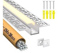 LASLUX Profilé LED Encastrable pour Placo 2m x 38, Profilé Aluminium 55.5×14.9mm Compatible Ruban LED ≤12.9mm, Rail LED avec Diffuseur, Goulotte Lumineuse pour Mur et Plafond