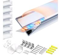 LASLUX Profile Transparent Alu pour Ruban LED 6 x 2M Profilé Aluminium LED V forme Profile avec Couvercle Blanc Crème Canal aluminium Led et Diffuseur LED (6, SP30-V-Profilé)
