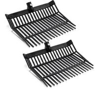 Lasnten Tête de rechange pour fourche à fumier, tête de fourche à 18 dents avec vis et écrous, râteau à fumier de cheval pour ramasser l'herbe et le foin (noir, 2 pièces)