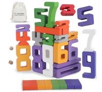 Lasoba Blocs Numériques en Bois, Grands Chiffres 1-10, 30 Pièces Blocs Math pour Enfants, Éducatifs pour Petits, Jouets d'apprentissage des Chiffres pour 3 Ans+