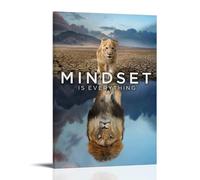 LASOQUAN Mindset Is Everything Poster décoratif sur toile Motif lion 30 x 45 cm