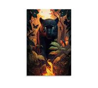 LASOQUAN Poster de panthère noire ardente - Impression sur toile - Décoration murale moderne pour chambre à coucher - 30 x 45 cm