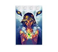 LASOQUAN Poster décoratif sur toile de Chibi Ghibli Mono Noke - Impression d'art moderne pour chambre à coucher - 30 x 45 cm