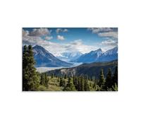 LASOQUAN Poster décoratif sur toile représentant des montagnes au lac et de la forêt - Impression d'art moderne pour chambre à coucher - 40 x 60 cm