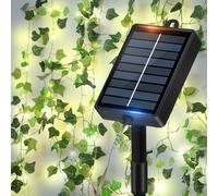 Laspi Guirlande lumineuse solaire avec lierre artificiel 50 LED, 7 m, 8 modes, imperméable, décoration pour jardin, terrasse, mariage et fête