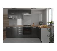 Lassen Cuisine Complete D'angle 240x165 Cm Avec Plan De Travail - Gris Matera Gris