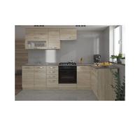 LASSEN CUISINE COMPLETE DANGLE 240X165 CM AVEC PLAN DE TRAVAIL - DECOR CHENE SONOMA