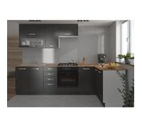 LASSEN Cuisine complete d'angle 240x165 cm avec plan de travail - Gris Matera