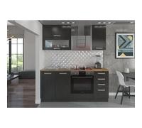 LASSEN Cuisine complete L 180 cm avec meuble four et plans de travail - Gris Matera