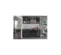 LASSEN Cuisine complète L 180 cm – 6 éléments avec meuble four, plans de travail – Gris Matera